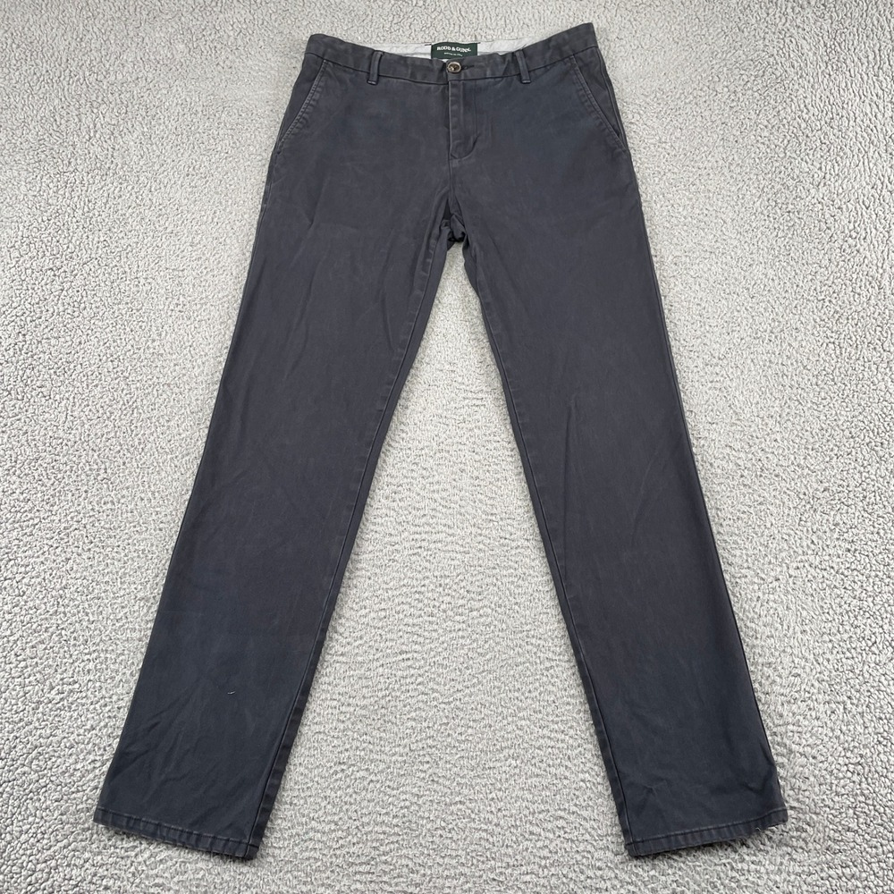 Rodd & Gunn Conrad Pants Mens 32L Dark Gray Custom Woven Italy Cotton Blend